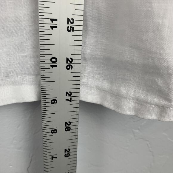 Match Point Linen Top Womens Small White Button Front Ruffle Blouse USA - Picture 5 of 6